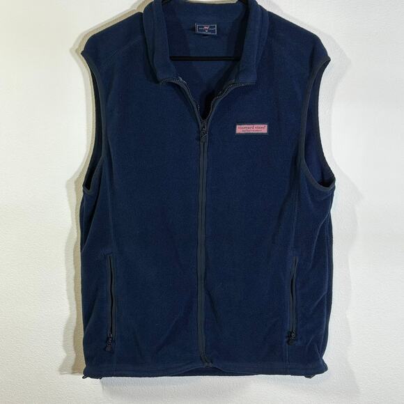 VINEYARD VINES Fleece Zip Front Navy Blue Vest  Men's Size Medium - Picture 1 of 5